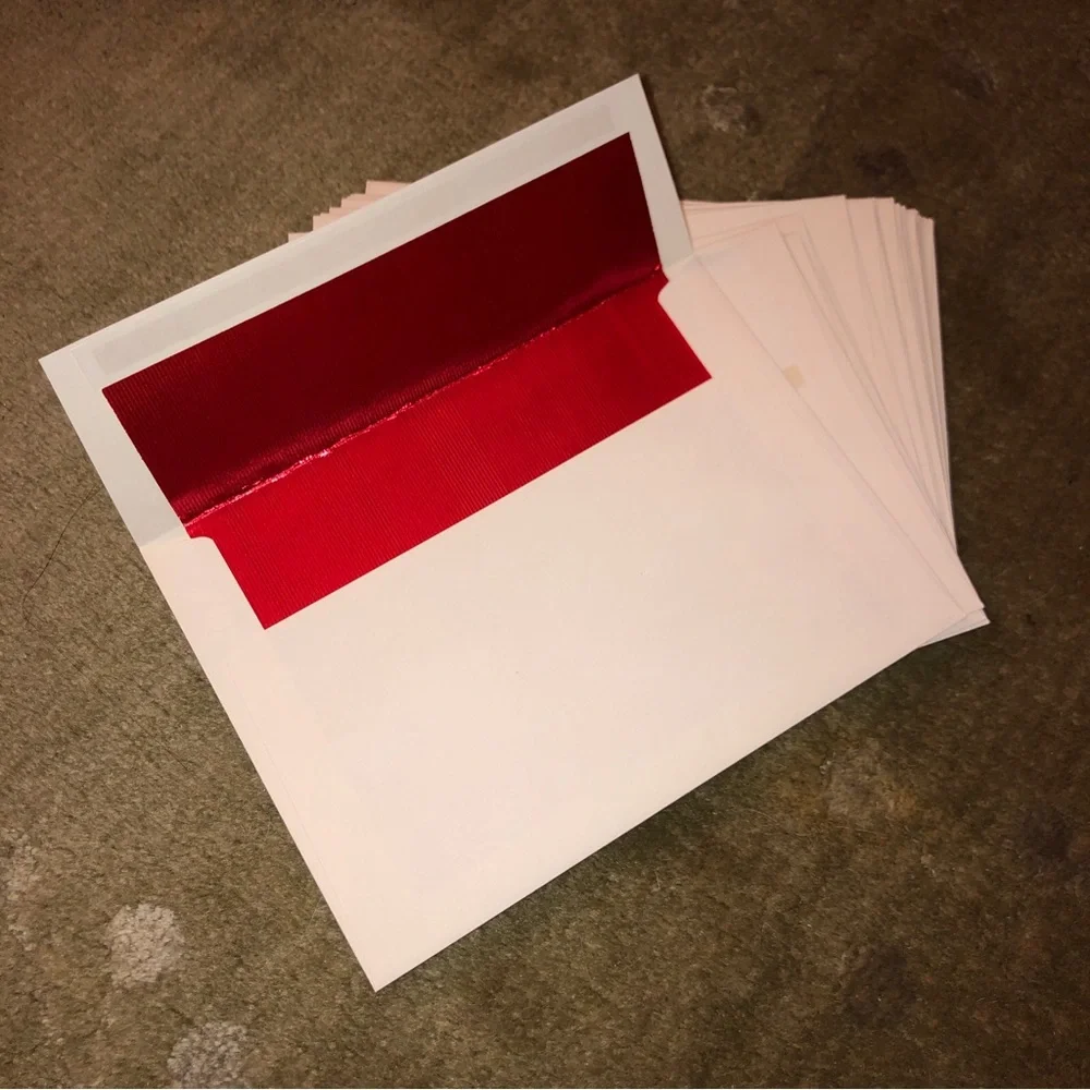 Set of 50 Elegant Red Lined Envelopes for Parties